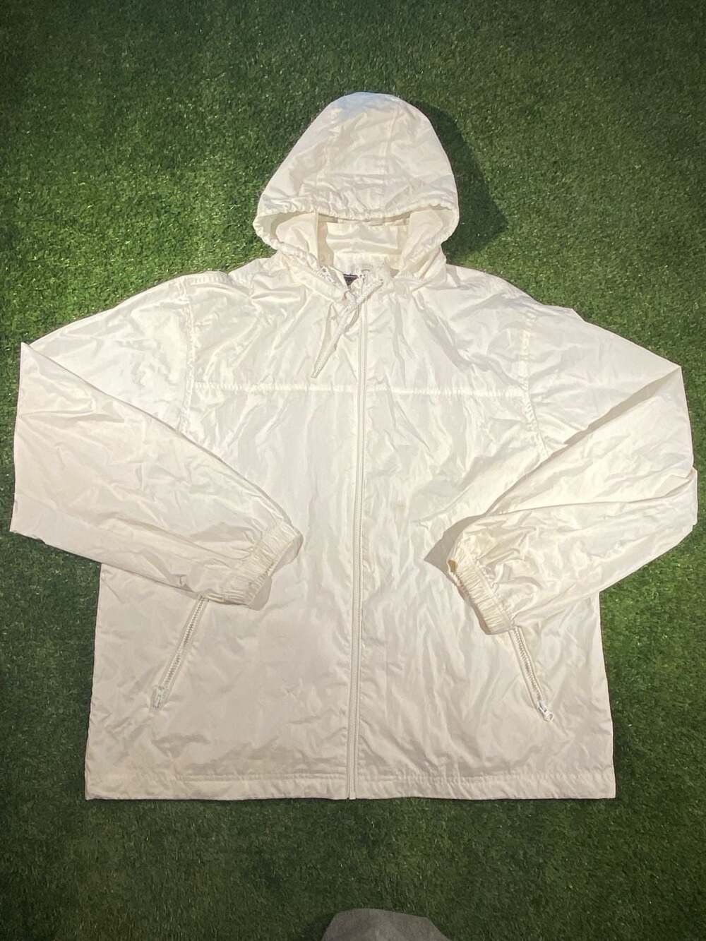 Foot Locker Windbreaker Jacket Size 2X-Large White Full Zip Hooded
